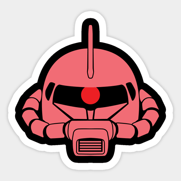 "Zaku II" in Char Red, Stencil Sticker by DKrumpp